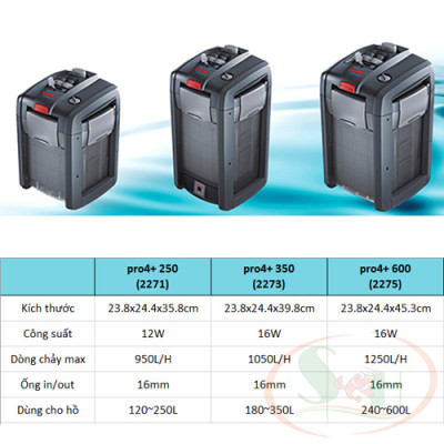 Lọc thùng Eheim pro 4+ 250 350, 600 professionel Xtender lọc cao cấp bể cá tép thủy sinh