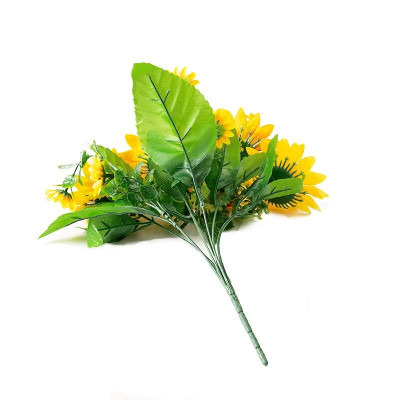 Cụm hoa hướng dương giả - 1 cụm 9 bông - Cây giả, hoa lụa decor trang trí nhà cửa