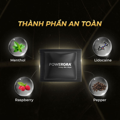 Khăn lau mini đa năng hỗ trợ nam giới Powergra Wet Wipes - 1 cái