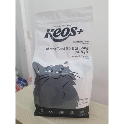 9KG Thức ăn cho mèo trưởng thành Keos Plus hỗ trợ LOẠI BỎ BÚI LÔNG - Vị cá ngừ