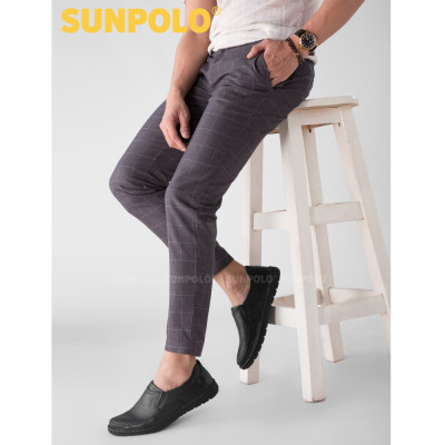 Giày mọi nam da bò đế cao su mũi tròn SUNPOLO MOI011
