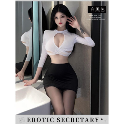 Cosplay Nàng Thư Ký Cutout Gợi Cảm - Váy Ngủ Hóa Trang Nữ Trợ Lý Giám Đốc Sexy Quyến Rũ Và Gợi Cảm, Đồ Ngủ Cosplay C049