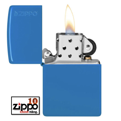 Bật lửa ZIPPO 48628ZL Classic Sky Blue Matte Zippo Logo - Chính hãng 100%