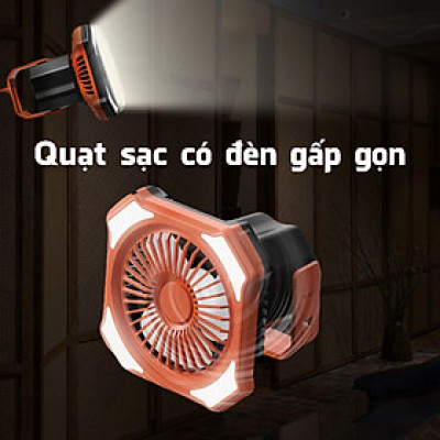 Quạt sạc có đèn gấp gọn cúp điện, mất điện chiếu sáng nhà cửa, văn phòng Legaxi