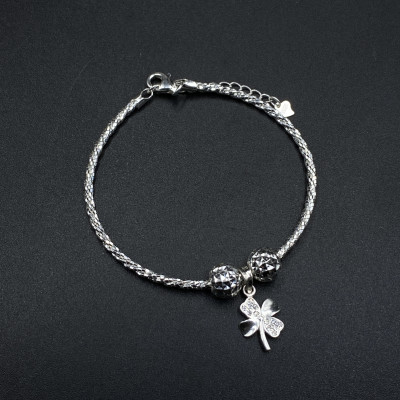 Lắc Tay Bạc Nữ Kiểu Xoắn Kép Mix Charm Xinh BẠC HIỂU MINH LTU653 