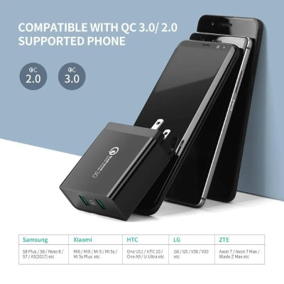 Ugreen UG40583CD161TK Màu Đen Củ Sạc điện thoại 2 cổng hỗ trợ QC3.0/FCP - HÀNG CHÍNH HÃNG