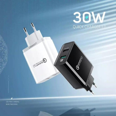 Ugreen UG30563CD132TK 30W màu Trắng Củ sạc nhanh 2 cổng USB chuẩn QC 3.0 + 2.4A - HÀNG CHÍNH HÃNG