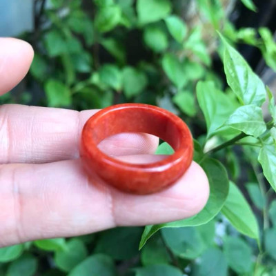  NHẪN ĐEO TAY MÀU ĐỎ 18MM CHẤT LIỆU ĐÁ CẨM THẠCH   HỢP NAM MỆNH HỎA THỔ