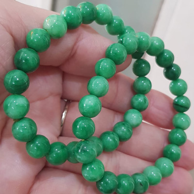 Vòng tay phong thủy Nữ đá cẩm thạch xanh tươi size hạt 8mm vòng màu xanh lá tươi đẹp nữ mệnh mộc hỏa thủy ạ