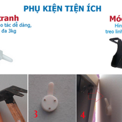 Bộ 4 Khung Hình Kính Treo Tường Tặng Sơ Đồ Treo Tranh Và Đinh Treo Tranh - Khung Hình Phạm Gia PGCTK50