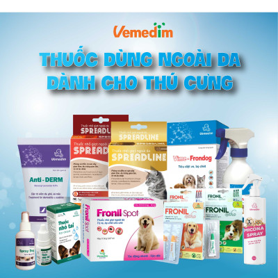Vemedim Vime Frondog phòng trị ve, rận, bọ chét cho chó mèo, chai xịt dễ sử dụng, chai 250ml