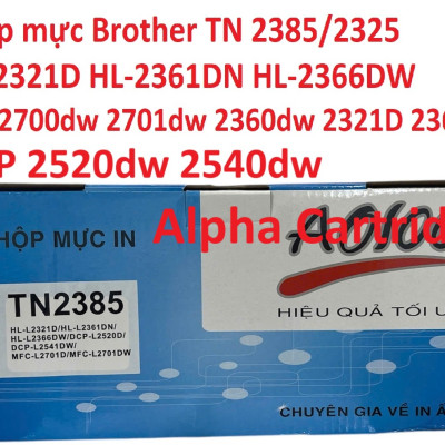 Hộp mực TN 2385 -dành cho Brother HL-L2321D HL-2361DN HL-2366DW MFC-L2700dw MFC-L2701DW 2300D/2320D/L2340DW/L2360DW/L2380DW/L2321D/L2361DW DCP-L2520DW/L2540DW MFC-L2700DW -Chất lượng cao Mới 100%, Full hộp Hàng chính hãng Alpha Cartridge 