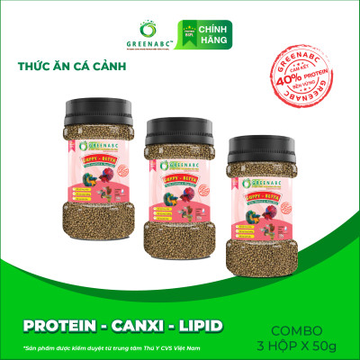 Thức ăn Cá 7 Màu GREENABC - Guppy & Betta – Hàm lượng protein 40% giúp tăng trưởng nhanh, lên màu đẹp, đề kháng tốt – Hộp 50g