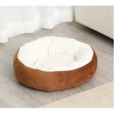 ổ nệm ngủ chó mèo tròn xám trắng , đệm tháo rời