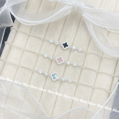  Lắc Tay Nữ Bạc Ta Mix Cỏ Bốn Lá Nhiều Màu BẠC HIỂU MINH LTU646