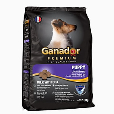 Thức ăn cho chó con Ganador vị sữa & DHA Milk with DHA 10kg - Tặng 2 khẩu trang