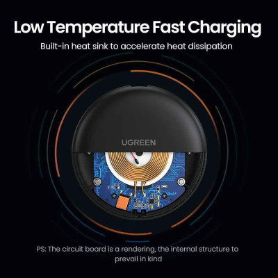 Ugreen UG15112CD186TK 15W kèm cáp USB-C c-c dài 1M Đế sạc không dây hỗ trợ sạc nhanh Màu Đen - HÀNG CHÍNH HÃNG