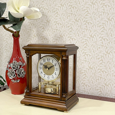 Đồng hồ để bàn Nhật Bản Rhythm CRH176NR06, Kt 23.5 x 28.0 x 15.0cm, 2.5kg Vỏ gỗ. Dùng Pin.