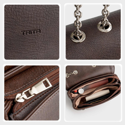 Túi Trita ( Thời trang nữ kèm dây phối xích hiện đại size 24 - Túi đeo chéo da RHN212 )