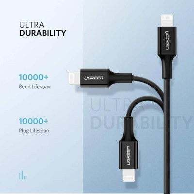 Ugreen UG60751US171TK 1M màu Đen Cáp sạc + truyền dữ liệu Lightning sang Type C - HÀNG CHÍNH HÃNG