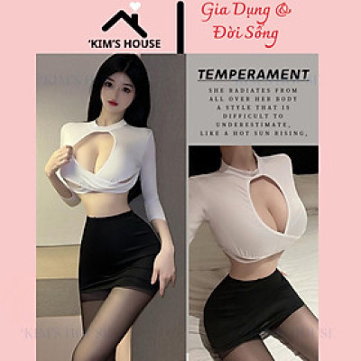 Cosplay Nàng Thư Ký Cutout Gợi Cảm - Váy Ngủ Hóa Trang Nữ Trợ Lý Giám Đốc Sexy Quyến Rũ Và Gợi Cảm, Đồ Ngủ Cosplay C049