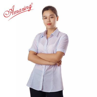 Áo sơ mi trắng cho nữ hiệu Amazing, tay dài, có 4 ben, vải KT silk, big size tới 80kg