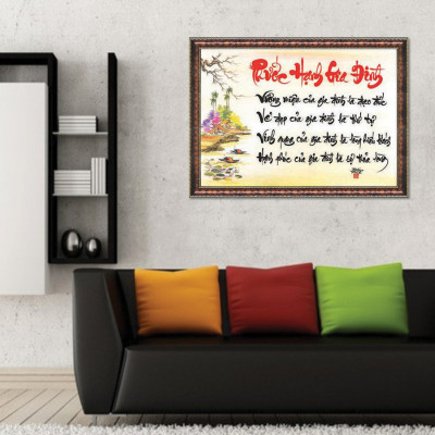 Tranh Thư Pháp PHƯỚC HẠNH GIA ĐỊNH (TP_41X56-4) (41 x 56 cm) Thế Giới Tranh Đẹp