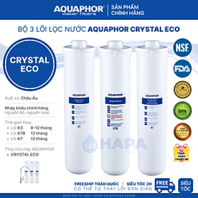Bộ 3 Lõi Lọc Nước AQUAPHOR Nhập Khẩu Thay Cho Máy AQUAPHOR CRYSTAL ECO - Hàng Chính Hãng