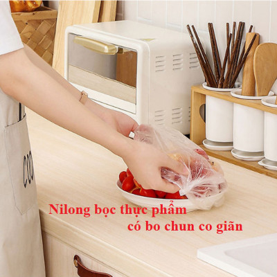 Set 100 màng bọc thực phẩm túi gấu Màng bọc thực phẩm PE có chun bọc đồ ăn co giãn tái sử dụng GD435-MangBocTP - Hàng loại 1 chính hãng MINIIN