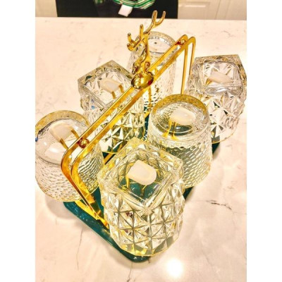 Bộ 6 cốc - cốc uống rượu tây, uống trà, uống nước 315ml, màu xanh và vàng