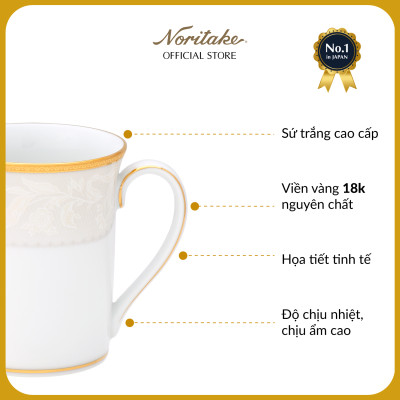 Cốc uống nước/ Cốc uống cà phê Noritake dòng Flanders Gold sứ cao cấp (1714 - 91332C)