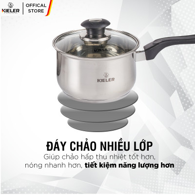 Chảo sốt có nắp cao cấp KIELER đáy từ 16cm nấu nhanh, tiết kiệm điện, có 2 lớp chống dính Whitford RW1222-C16