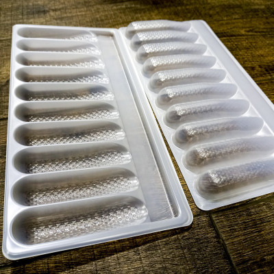 Combo 10 cái khay nhựa PS loại 10 con bảo quản và giữ dáng tôm tẩm bột/chiên