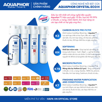 Bộ 4 Lõi Lọc Nước AQUAPHOR Nhập Khẩu Thay Cho Máy AQUAPHOR CRYSTAL ECO H - Hàng Chính Hãng