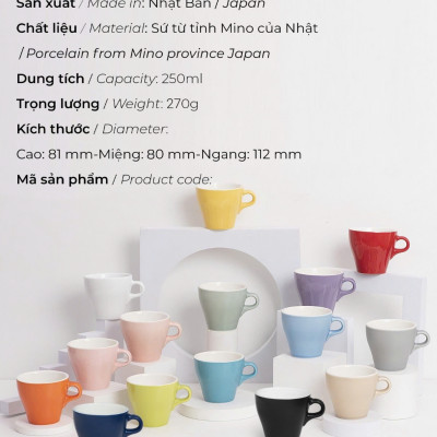 Ly sứ Origami Latte Cup 250ml uống trà cà phê