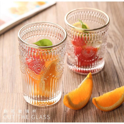 cốc thủy tinh cao cấp đế lồi Heodecor C03, ly ngoại họa tiết hiện đại