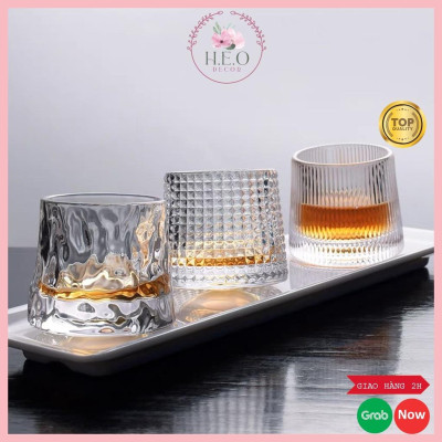 cốc thủy tinh cao cấp đế lồi Heodecor C03, ly ngoại họa tiết hiện đại