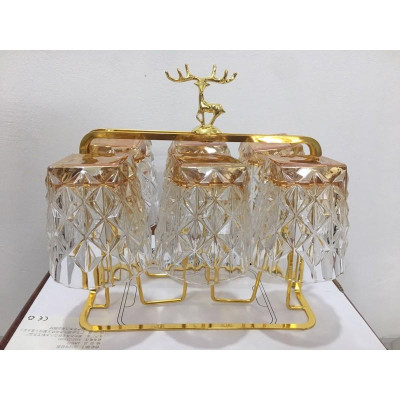 Bộ 6 cốc - cốc uống rượu tây, uống trà, uống nước 315ml, màu xanh và vàng