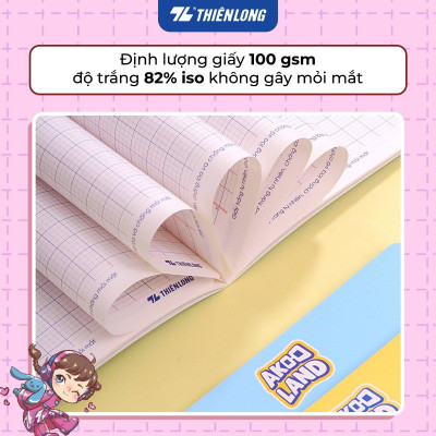 Tập học sinh chống lóa 48 trang 4 ô ly vuông 2.5mm 100gsm Thiên Long NB-115/AK - Phiên bản Akooland - Mẫu ngẫu nhiên