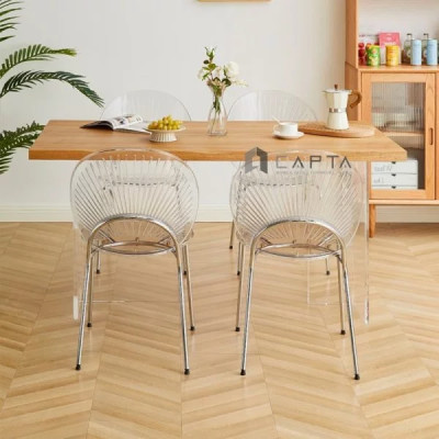 Ghế tiếp khách spa nhựa trong suốt chân thép mạ chrome Ghế cafe nhựa xếp chồng hiện đại LYLY-PC HCM