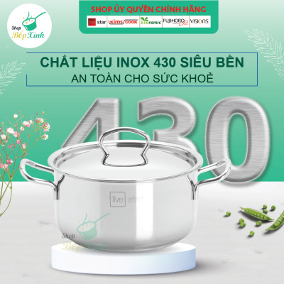 Nồi inox bếp từ 3 đáy Fivestar Nắp Inox - Tặng 1 Muỗng Canh Inox (sw)