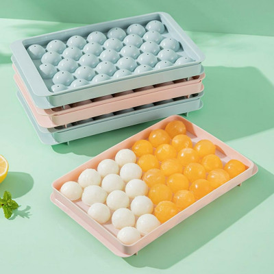 Khay Làm Đá Bi Tròn Tủ Lạnh 33 Viên Có Nắp Đậy Khuôn Làm Đá Tiện Dụng