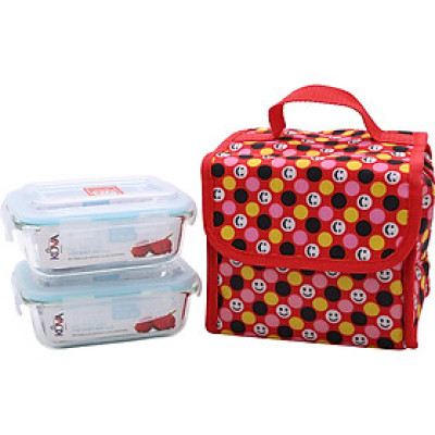 Bộ 2 Hộp Thủy Tinh Chịu Nhiệt KOVA KLOCK KV370 (2 x 370ml) Và Túi Giữ Nhiệt