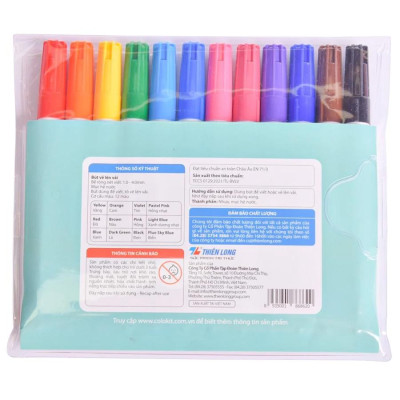 Vỉ 12 Bút Vẽ Trên Vải - Colorkit FM-C002