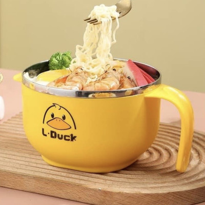 Ca Ăn Mì , Ca Đựng Cháo Giữ Nhiệt, Tô khuấy Bột Ăn Dặm Cho Bé Hình Vịt Vàng Đáng Yêu - Chính Hãng 