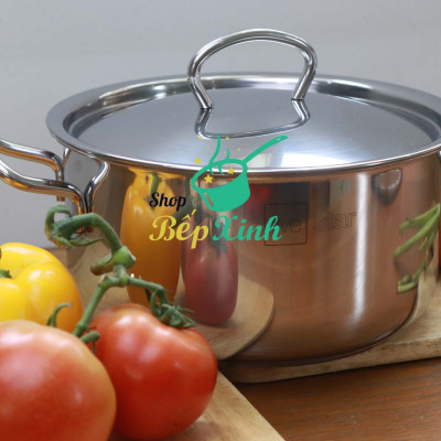 Nồi inox bếp từ 3 đáy Fivestar Nắp Inox - Tặng 1 Muỗng Canh Inox (sw)