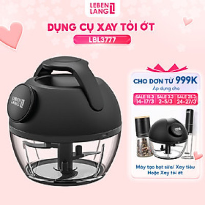 Dụng cụ xay tỏi ớt, thực phẩm Lebenlang LBL3777, 170ml, lưỡi dao 3 cánh sắc bén, dây kéo rút tiện lợi - hàng chính hãng