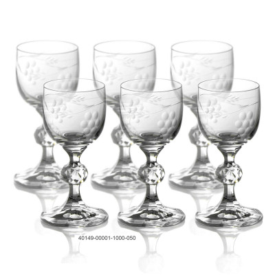 BỘ 6 LY RƯỢU MẠNH CHÂN TÁO MÀI HỌA TIẾT CHÙM NHO 050 ML