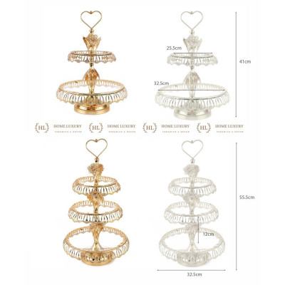 Đĩa Thủy Tinh Cường Lực 2 - 3 Tầng | Kệ Thủy Tinh Hoàng Kim 2022 Mạ Vàng Cao Cấp Phong Cách Vintage