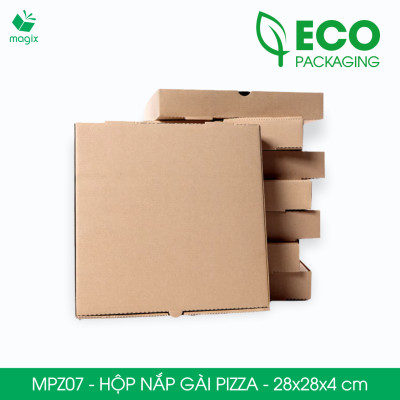 MPZ07 - 28x28x4 cm - 100 Hộp nắp gài pizza đa dụng - Hộp nắp gập, hộp carton gói hàng, hộp quà